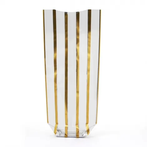 Polypropylene Bag; Gold Stripe Bag; Narrow Vertical Stripes 100mm wide x 220mm high;